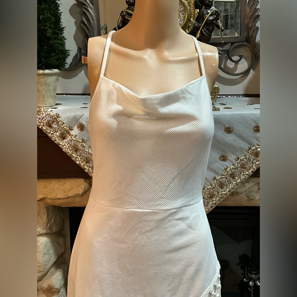 Elegant Cream Fringe with tassel details summer/ beach dress M - Picture 12 of 13